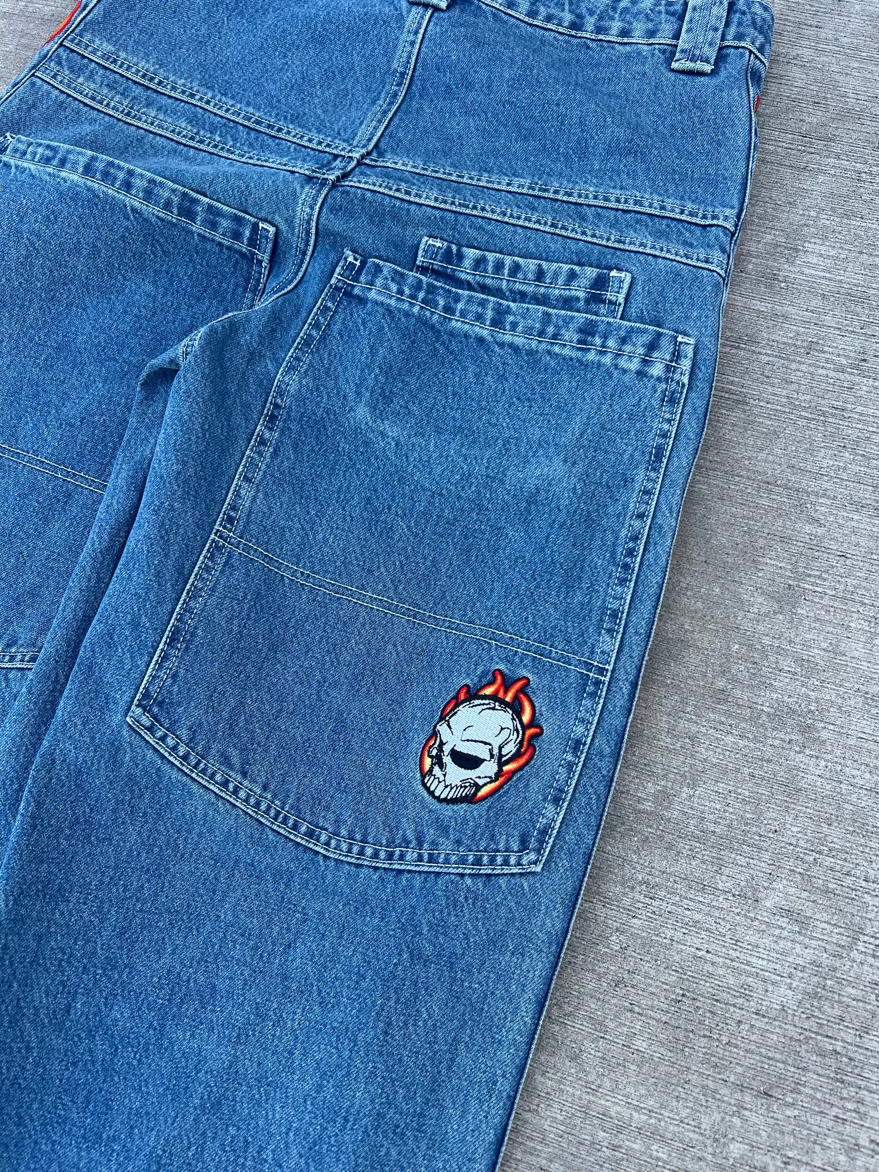 Skull Stripe Denim (Dark Wash) - Image 3