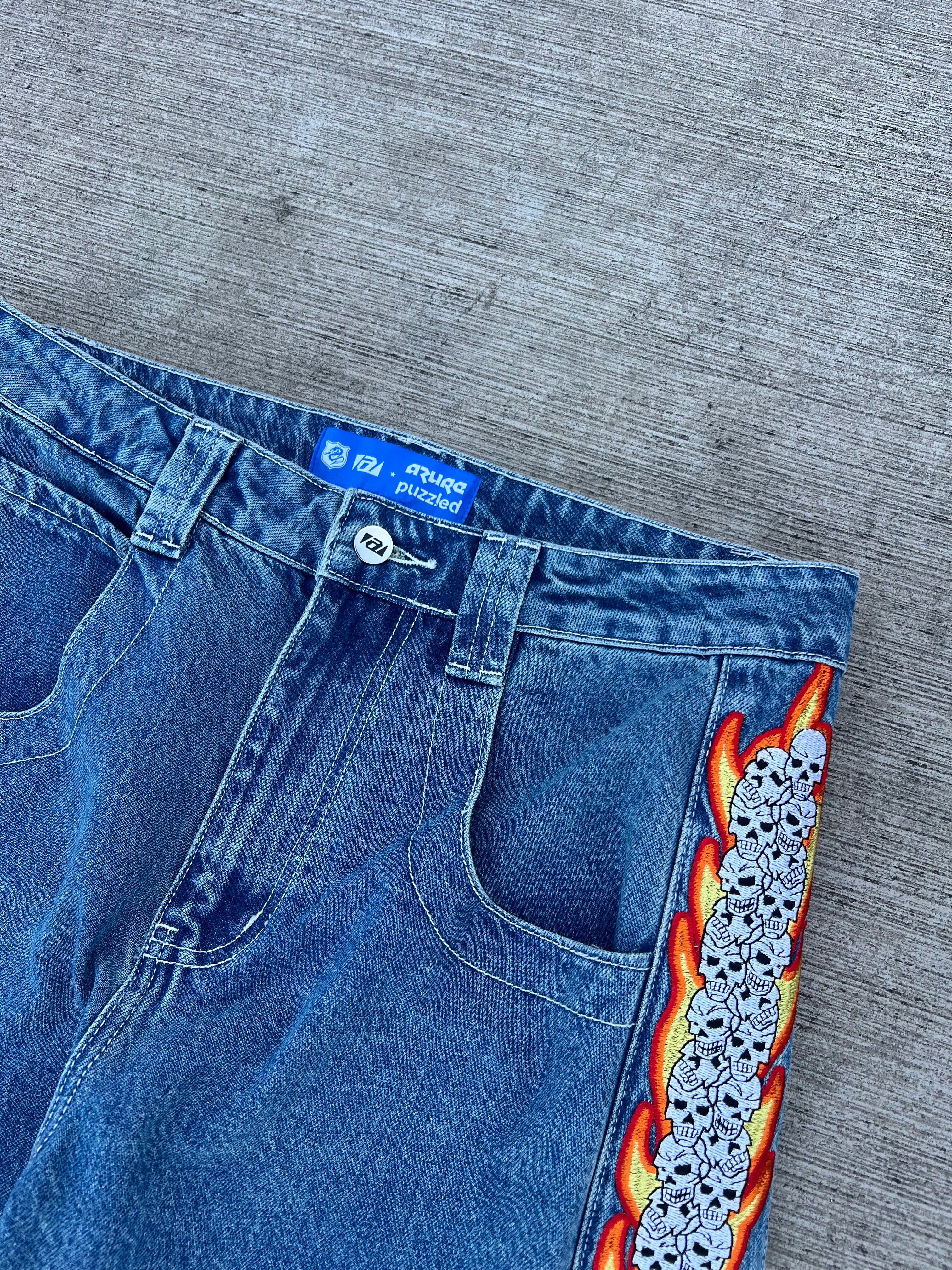 Skull Stripe Denim (Dark Wash) - Image 4