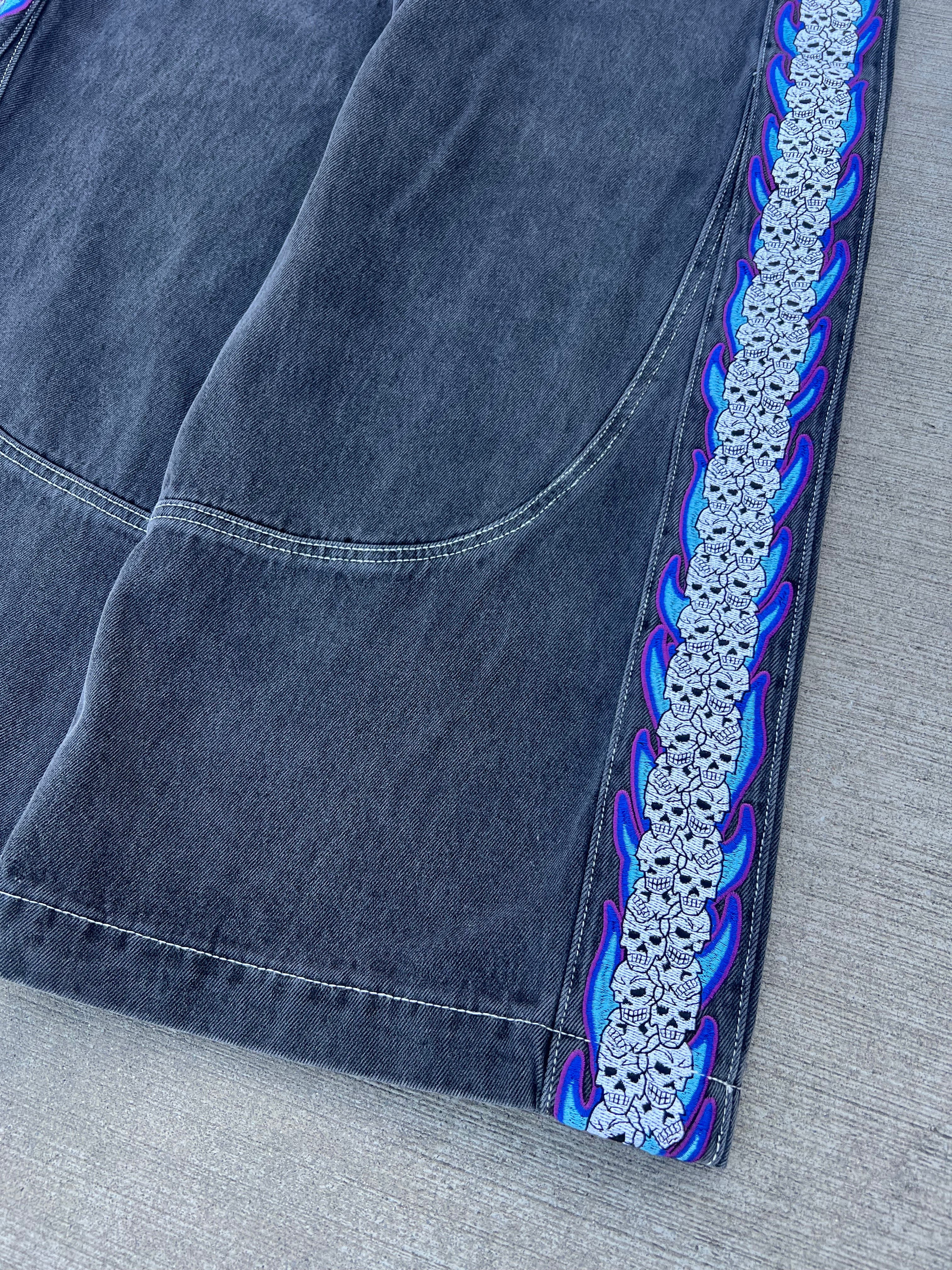 Skull Stripe Denim (Black Wash) - Image 3