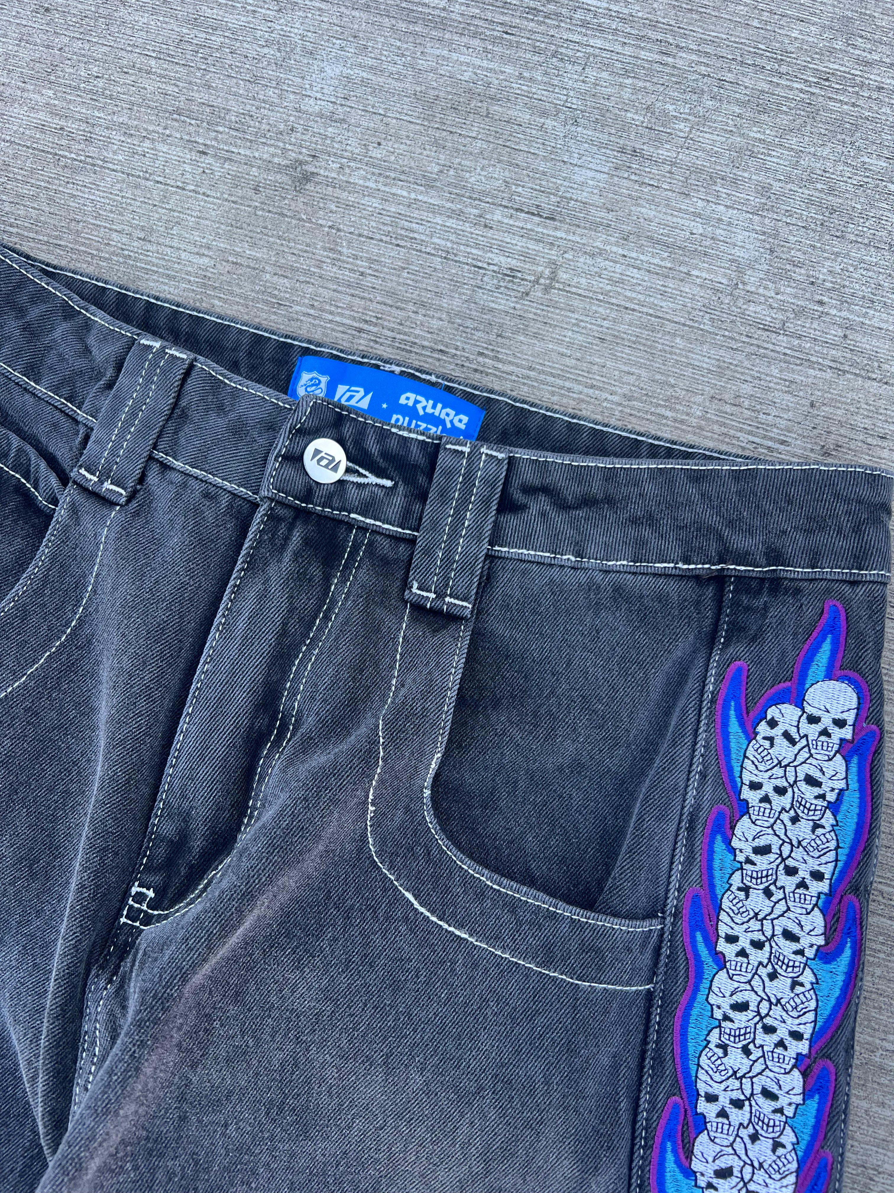 Skull Stripe Denim (Black Wash) - Image 4