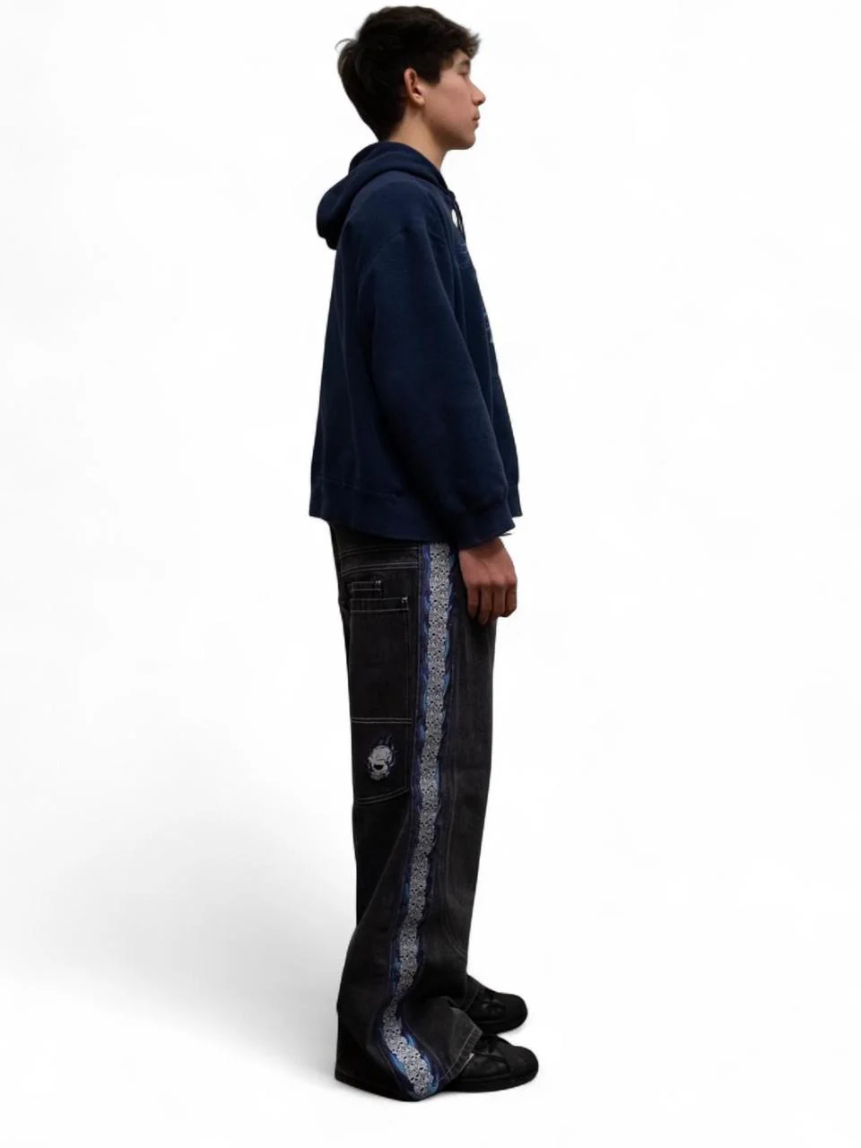 Skull Stripe Denim (Black Wash) - Image 7